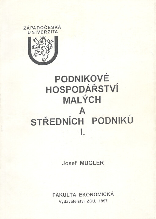 Podnikové hospodářství malých a středních podniků. I.