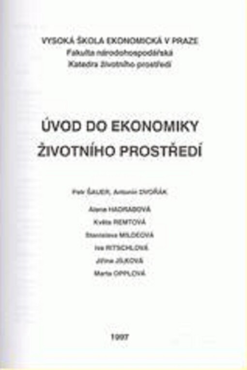 Úvod do ekonomiky životního prostředí