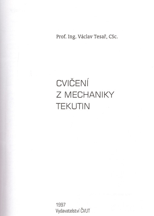 Cvičení z mechaniky tekutin