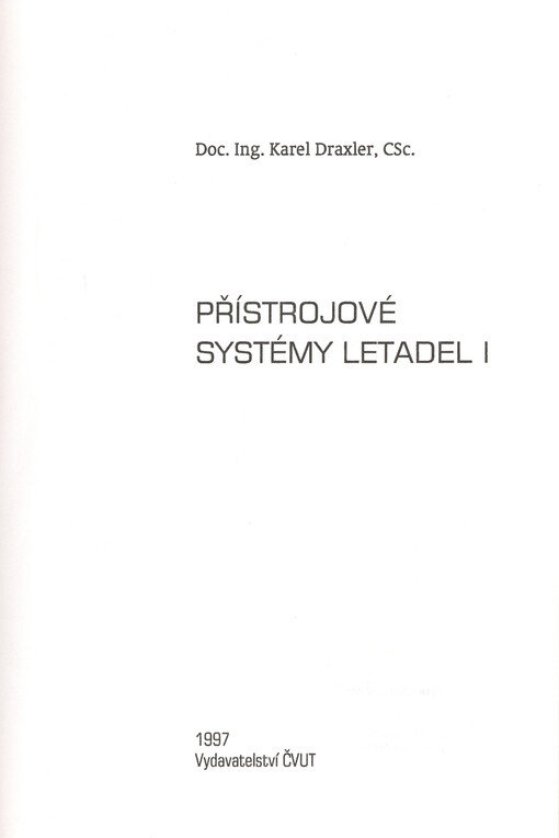 Přístrojové systémy letadel I