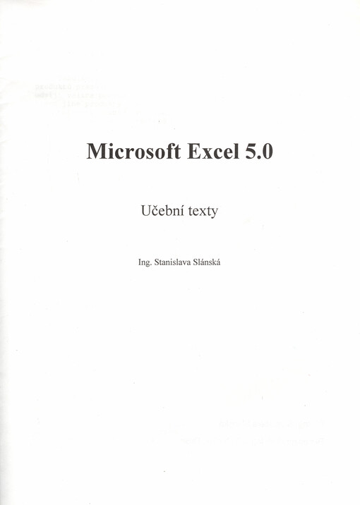 Microsoft Excel 5.0 : učební texty