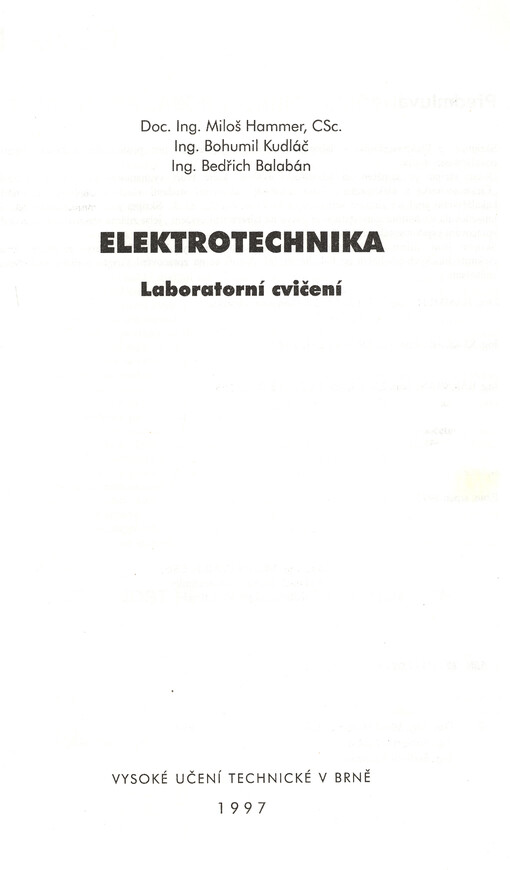 Elektrotechnika : laboratorní cvičení