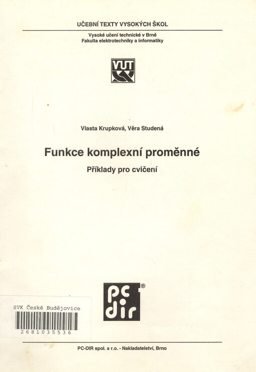 Funkce komplexní proměnné : příklady pro cvičení