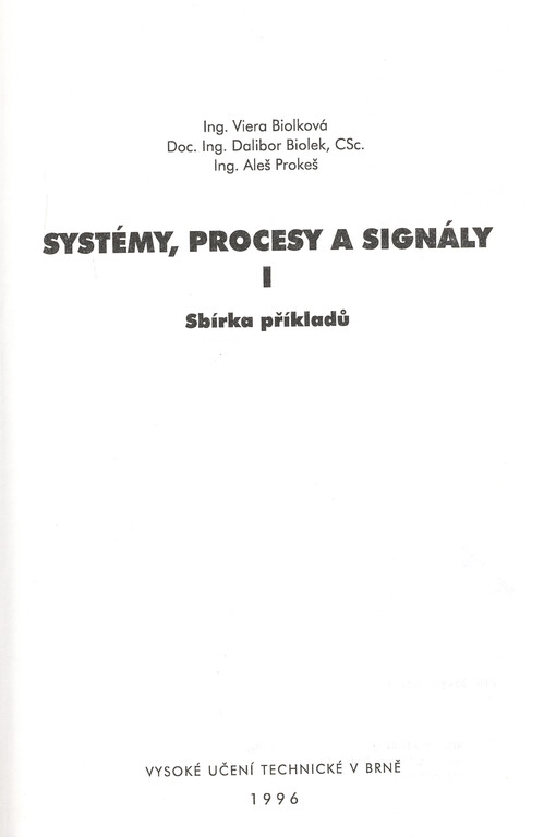 Systémy, procesy a signály I : sbírka příkladů