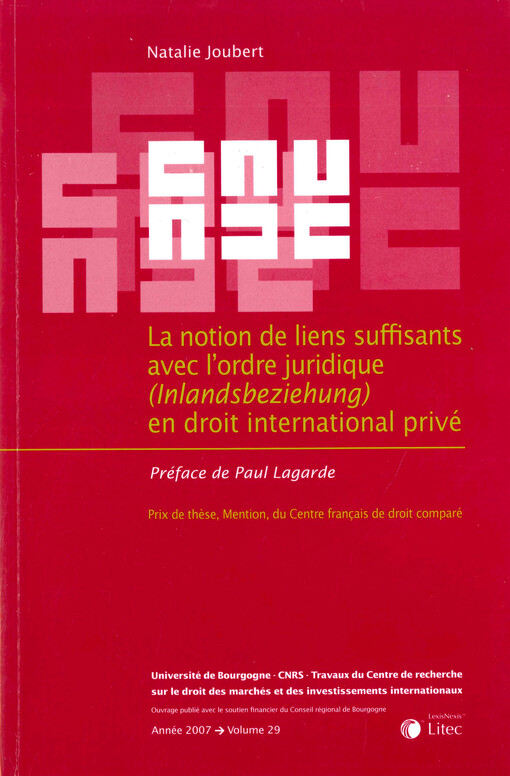 La notion de liens suffisants avec l'ordre juridique (Inlandsbeziehung) en droit international privé