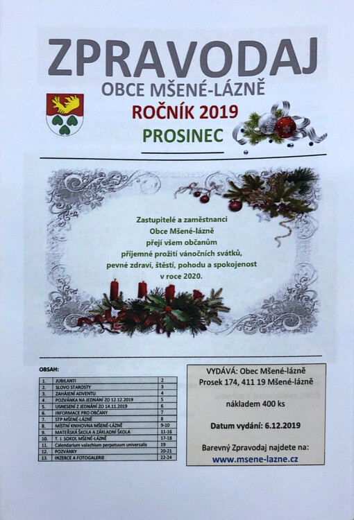 Zpravodaj obce Mšené-lázně