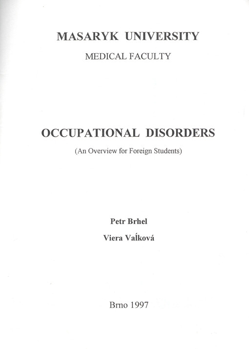 Occupational disorders : (an overview for foreign students)
