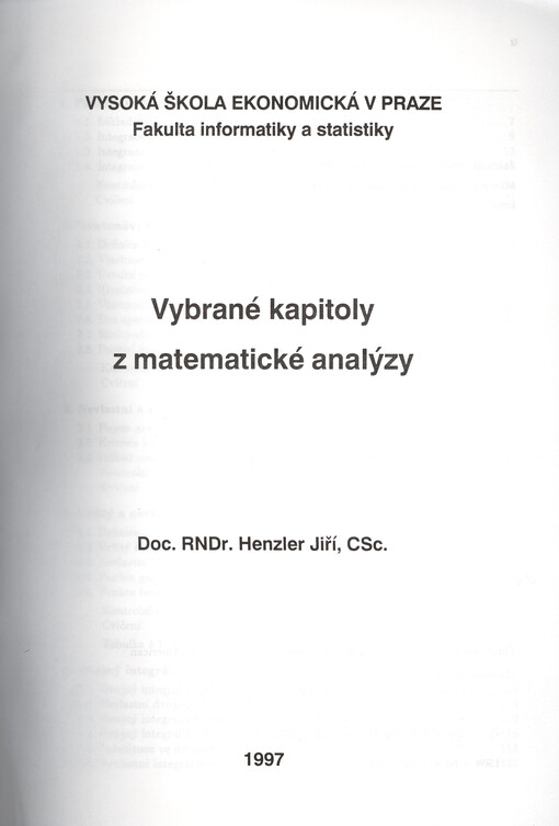 Vybrané kapitoly z matematické analýzy