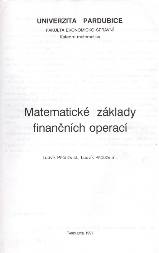 Matematické základy finančních operací