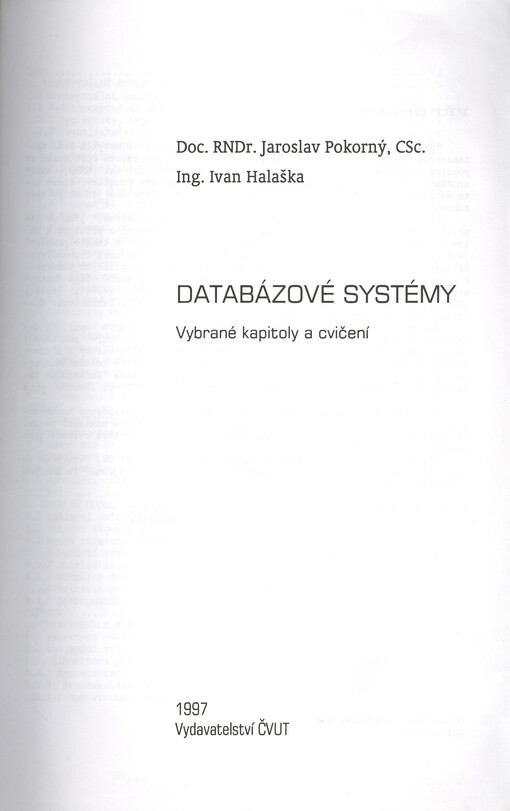 Databázové systémy : vybrané kapitoly a cvičení