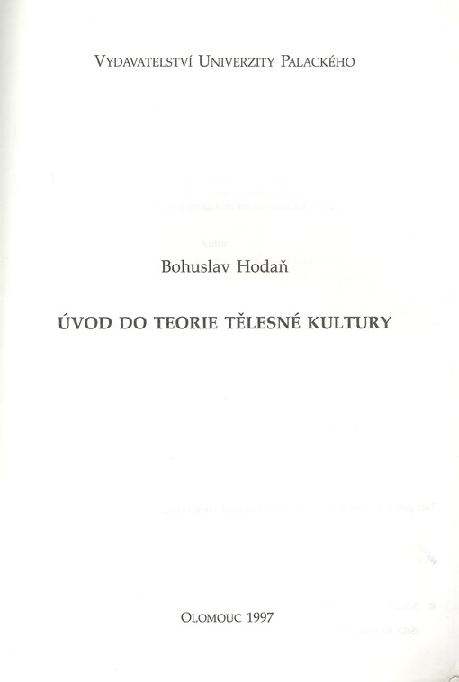 Úvod do teorie tělesné kultury