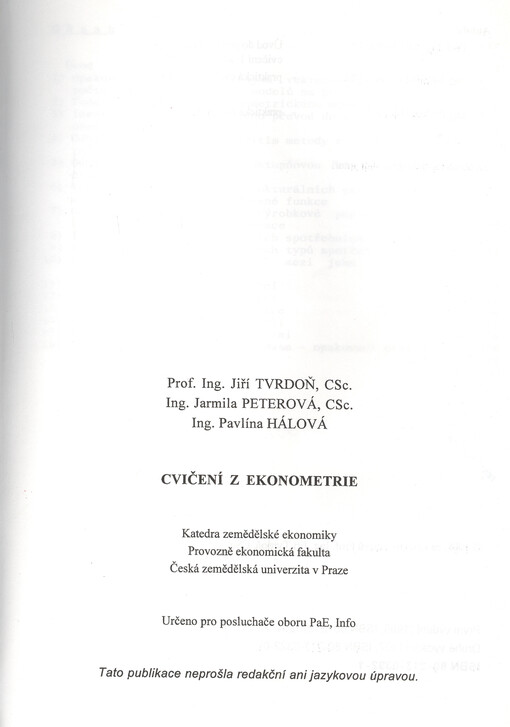 Cvičení z ekonometrie