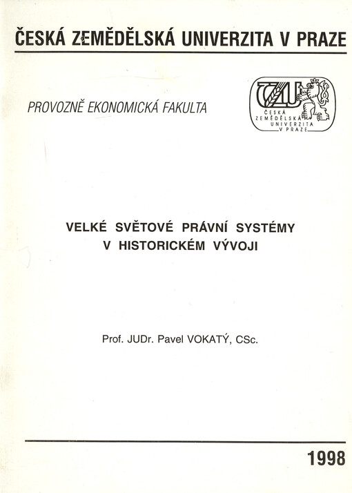 Velké světové právní systémy v historickém vývoji