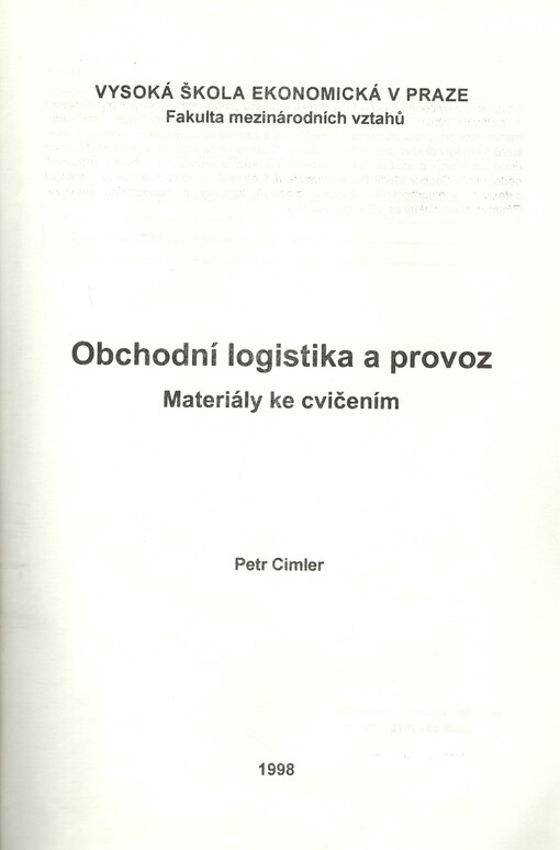 Obchodní logistika a provoz : materiály ke cvičením