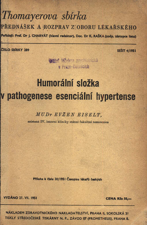 Humorální složka v pathogenese esenciální hypertense