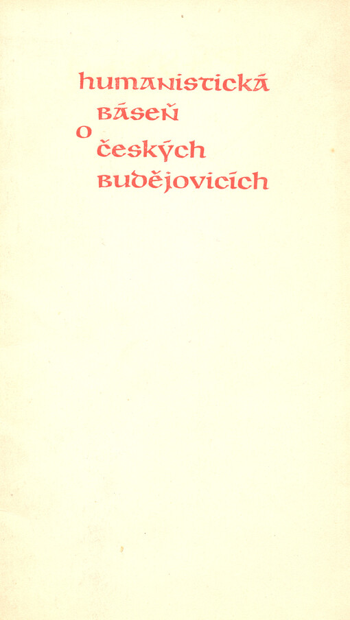 Humanistická báseň o Českých Budějovicích