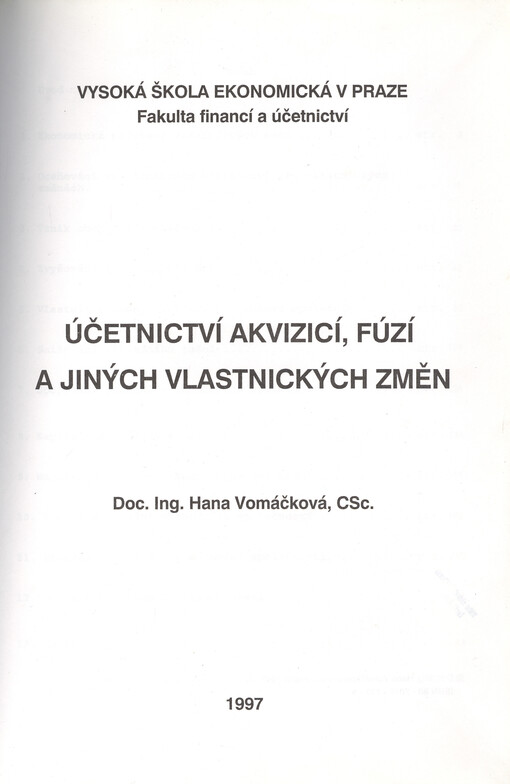 Účetnictví akvizicí, fúzí a jiných vlastnických změn