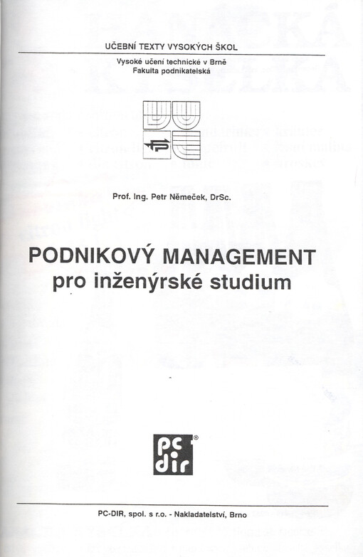 Podnikový management pro inženýrské studium