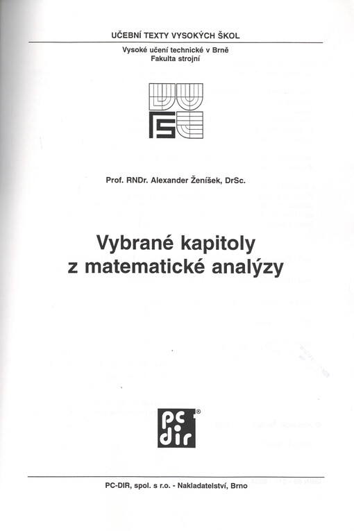 Vybrané kapitoly z matematické analýzy