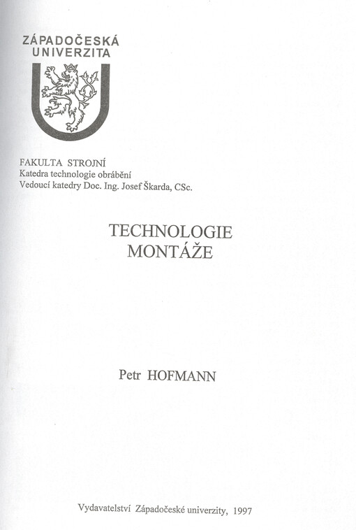 Technologie montáže