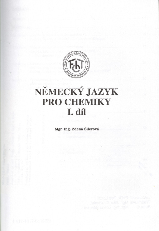 Německý jazyk pro chemiky. 1. díl