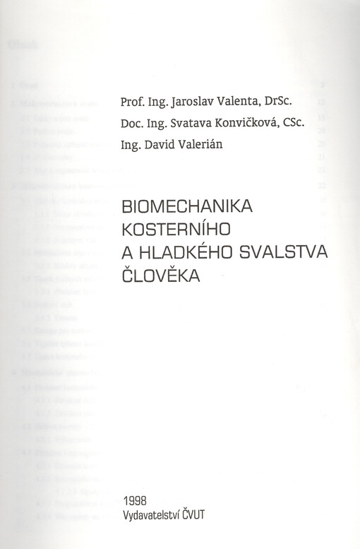 Biomechanika kosterního a hladkého svalstva člověka
