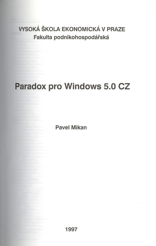 Paradox pro Windows 5.0 CZ