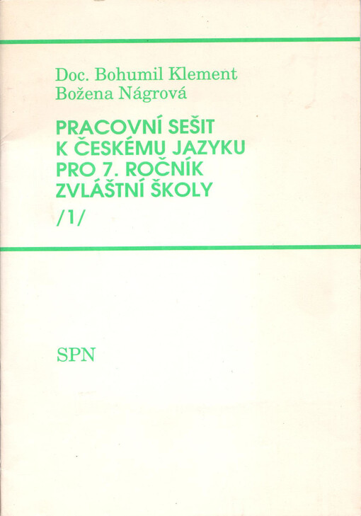 Pracovní sešit k Českému jazyku pro 7. ročník zvláštní školy