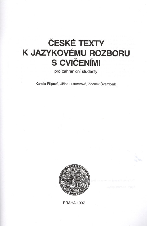 České texty k jazykovému rozboru s cvičeními pro zahraniční studenty