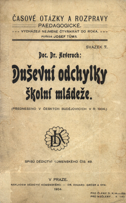 Duševní odchylky mládeže školní