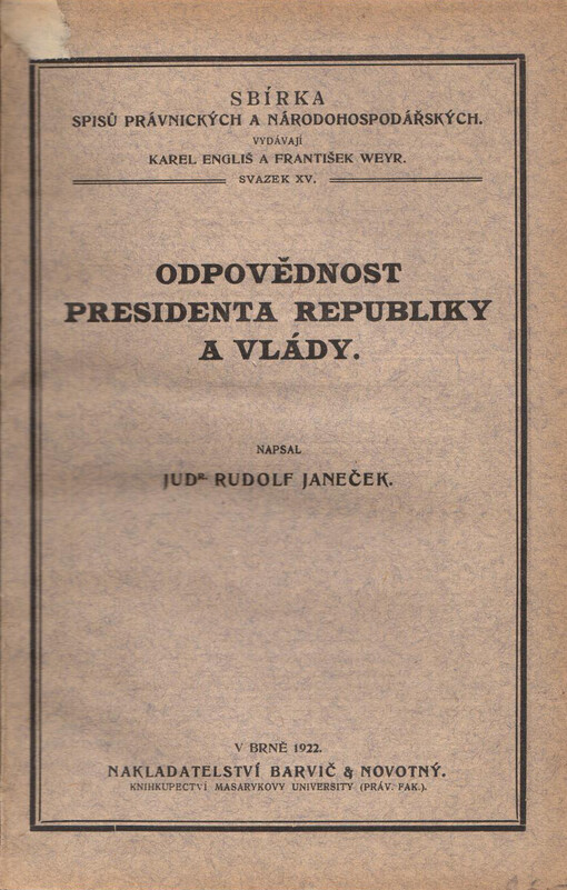 Odpovědnost presidenta republiky a vlády /