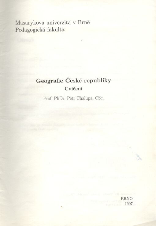 Geografie České republiky : cvičení
