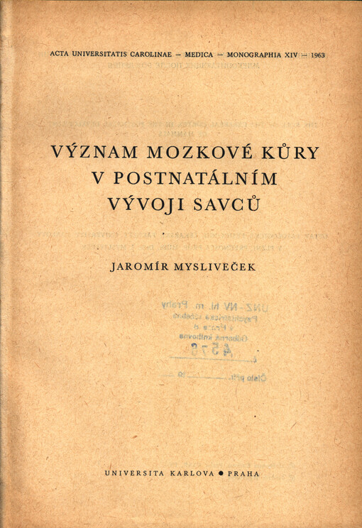 Význam mozkové kůry v postnatálním vývoji savců