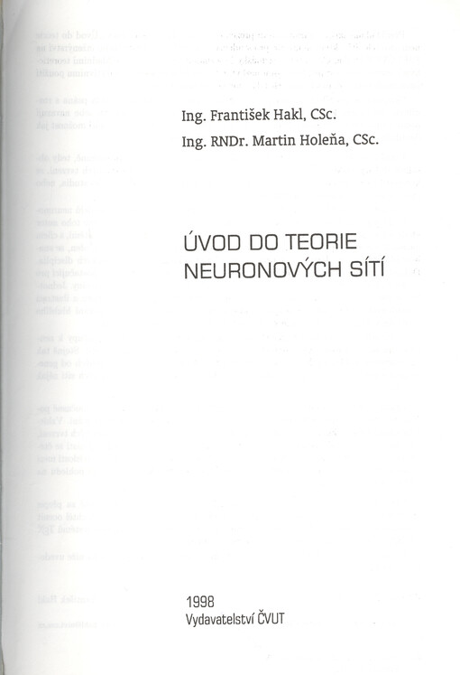 
  Úvod do teorie neuronových sítí
  