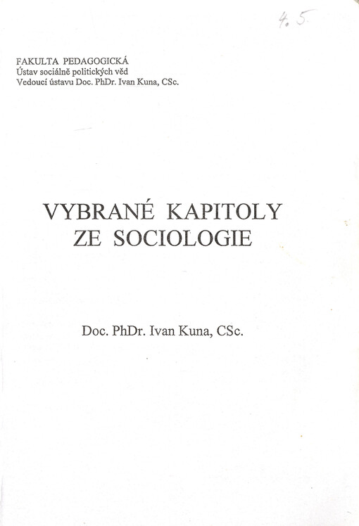 Vybrané kapitoly ze sociologie