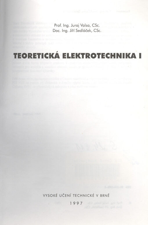 Teoretická elektrotechnika I