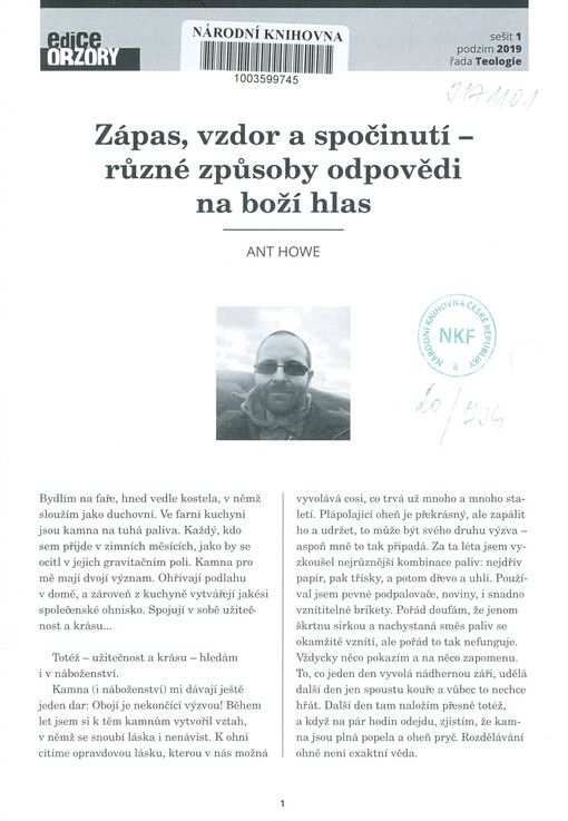 Zápas, vzdor a spočinutí - různé způsoby odpovědi na boží hlas