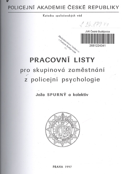 Pracovní listy pro skupinová zaměstnání z policejní psychologie