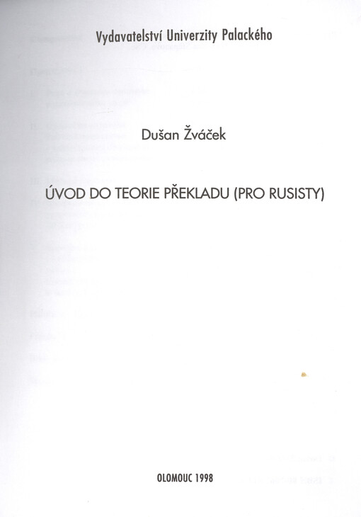 Úvod do teorie překladu (pro rusisty)