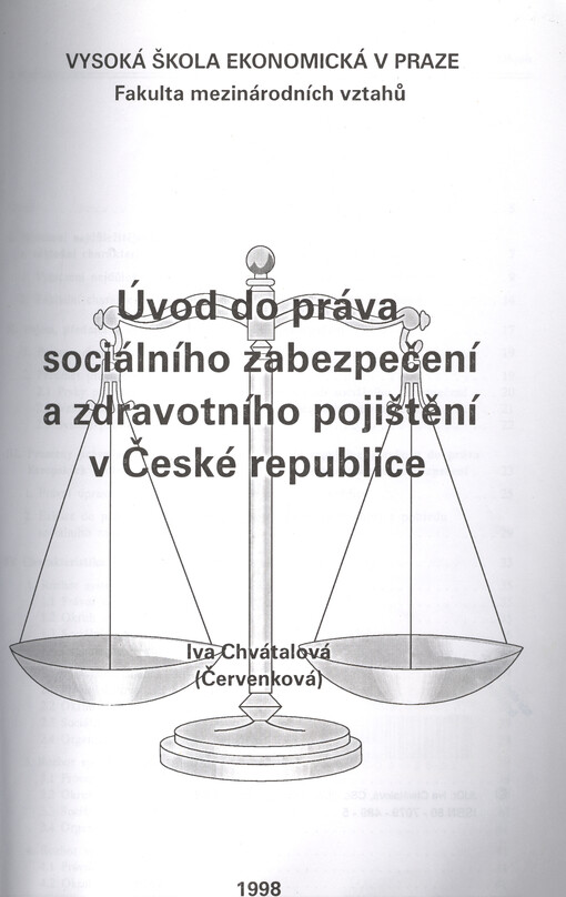 Úvod do práva sociálního zabezpečení a zdravotního pojištění v České republice