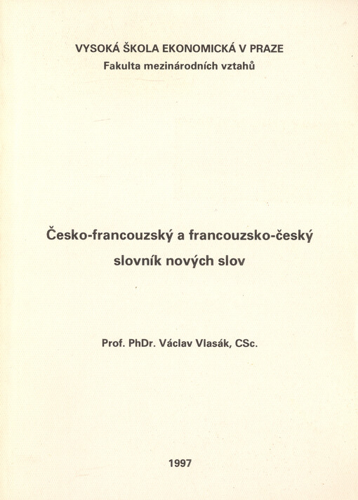 Česko-francouzský a francouzsko-český slovník nových slov