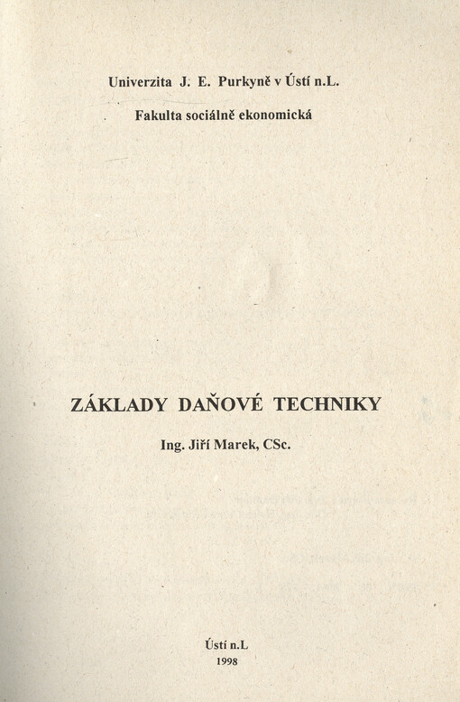 Základy daňové techniky
