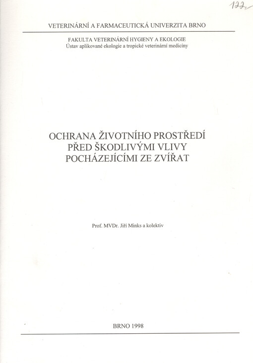 Ochrana životního prostředí před škodlivými vlivy pocházejícími ze zvířat