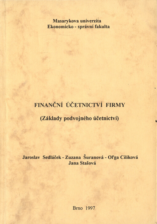 Finanční účetnictví firmy : (základy podvojného účetnictví)