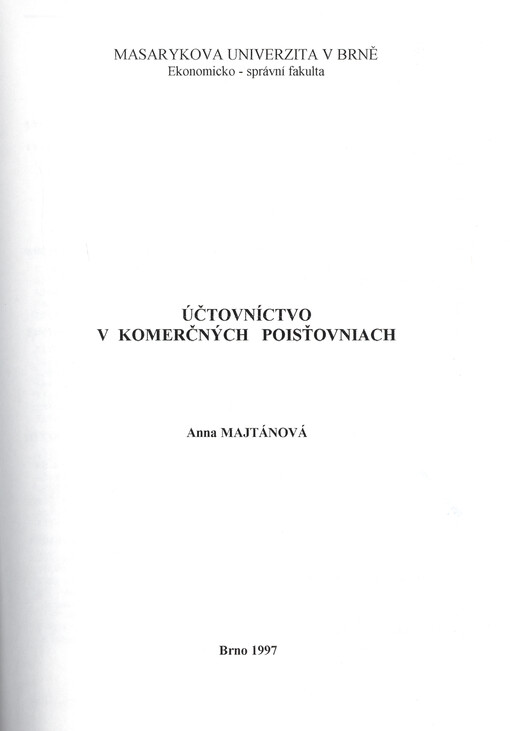 Účtovníctvo v komerčných poisťovniach