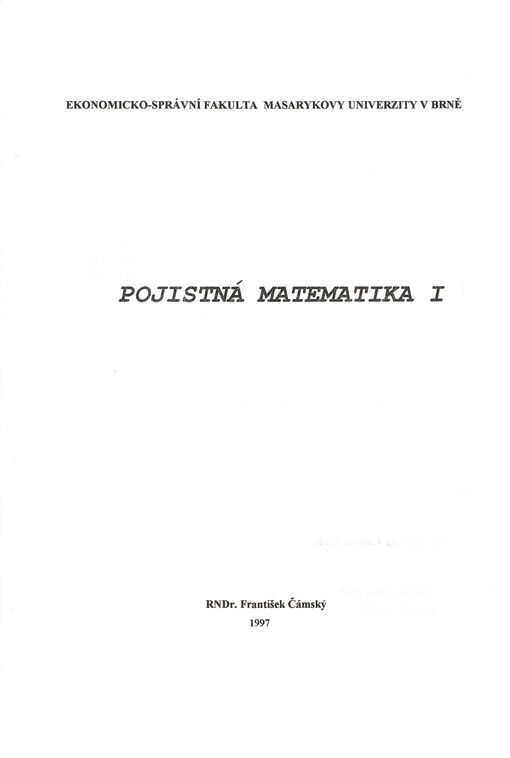 Pojistná matematika I