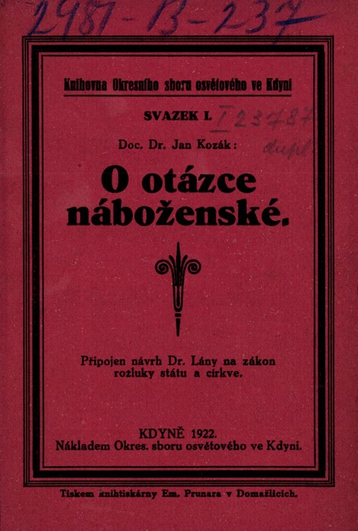 O otázce náboženské