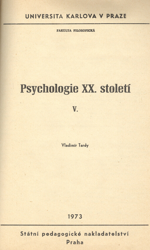 Psychologie XX. století. V.