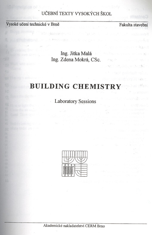 Building chemistry : laboratory sessions