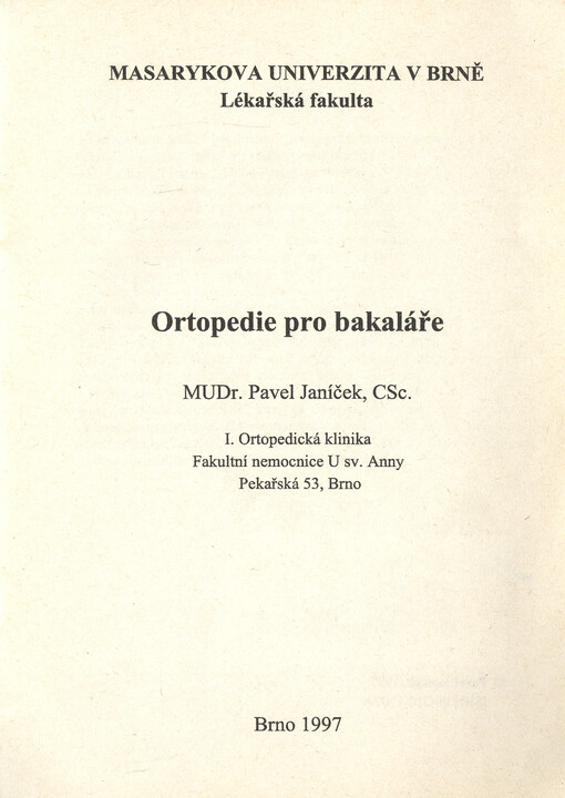 Ortopedie pro bakaláře